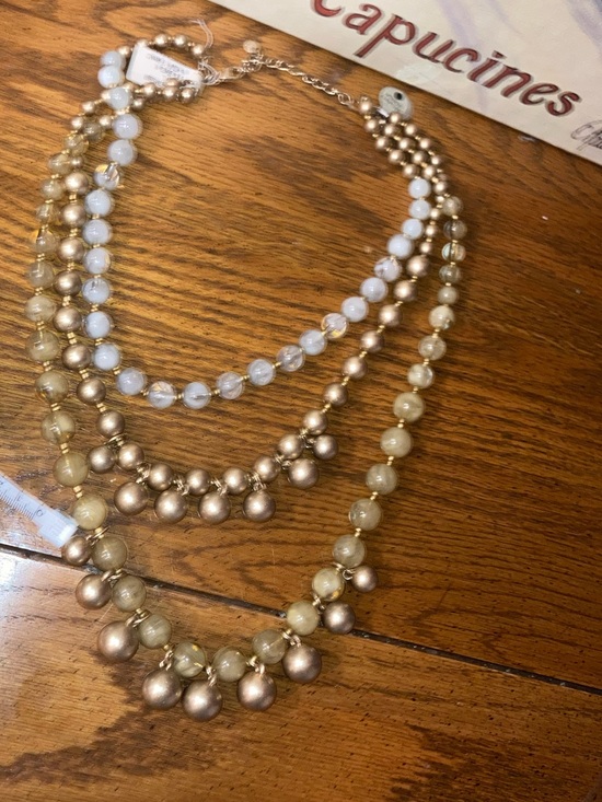Chico's Jewelry - Chico’s Multi-Strand Beaded Layered Necklace - Bronze pale green $50